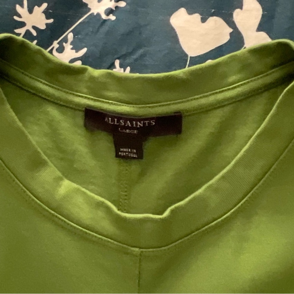 All Saints Olive Green Ruched Tie-Front Crop Top - Picture 6 of 9